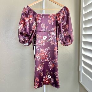 Mia Joy by Joyfolie Kira Dress Girls Size 14 in Plum Floral Satin NWT